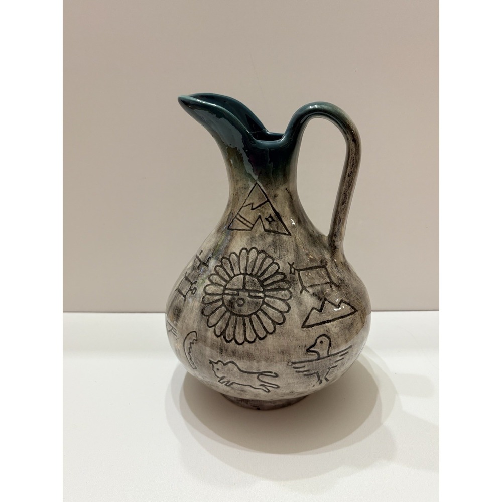 NATIVE American Style Ceramic‎ Jug/Vase/pitcher Vessel With Flaw